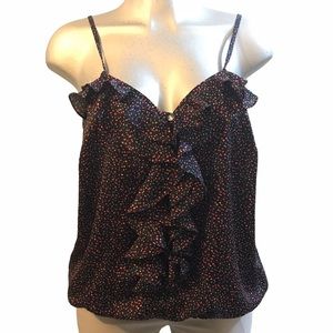 Lane Bryant Blouse Tank Polka Dot Ruffles Sz 14/16